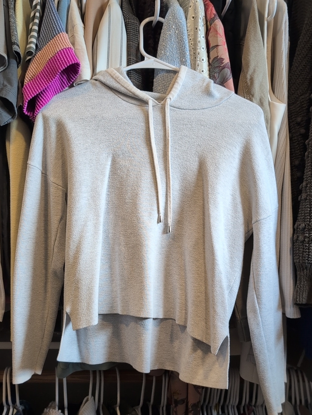 Cyrus Light Gray Hooded Layered Pullover